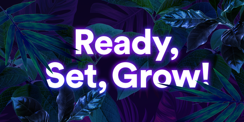 Plants with 'Ready, Set, Grow!' overlaid on top of the plants
